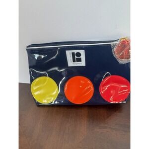 Estée Lauder Lisa Perry Navy Vinyl Makeup Bag with Dots - New 5.5 x 9 Inches